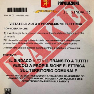 'Fake news' a Ventimiglia: sui social manifesto fasullo sul divieto alle auto elettriche in città