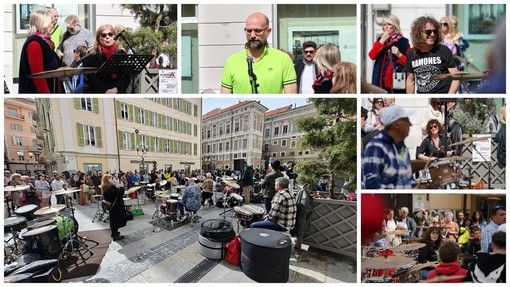 Sanremo: in 300 per fare rumore insieme a tanti batteristi e dire un secco 'no' alla violenza (Foto e Video)
