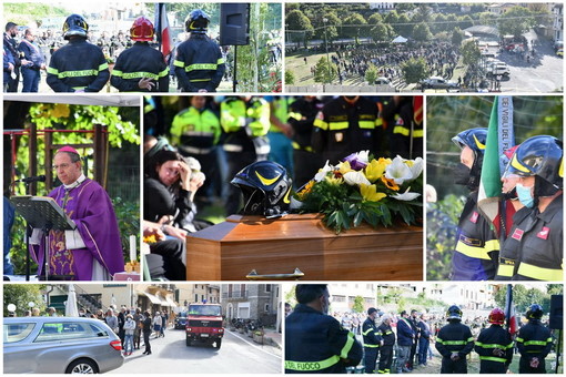 Pigna: in 300 con tanti Vigili del Fuoco oggi pomeriggio per l'estremo saluto ad Andrea Pastor (Foto)