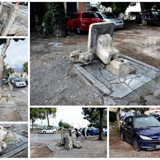 Sanremo: la fontana ed il leone di piazza Castello sono partiti per il restauro, la soddisfazione dei residenti