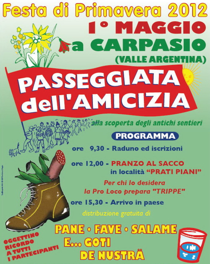 Carpasio: martedì 1° maggio appuntamento con la 'Festa di Primavera' e la 'Passeggiata dell'Amicizia'
