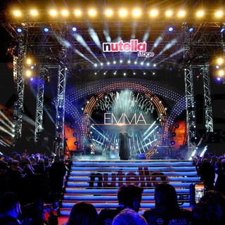 Il palco in piazza Colombo durante il Festival di Sanremo 2020