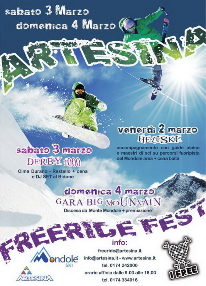 Artesina: da venerdì a domenica sulle nevi del Mondolè Ski sbarca il 'Freeride Fest' Artesina: da venerdì a domenica sulle nevi del Mondolè Ski sbarca il 'Freeride Fest'