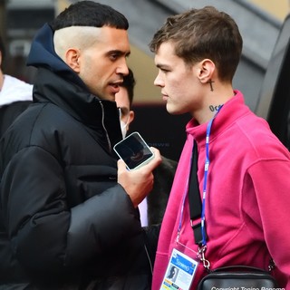 Mahmood e Blanco al loro arrivo a Sanremo