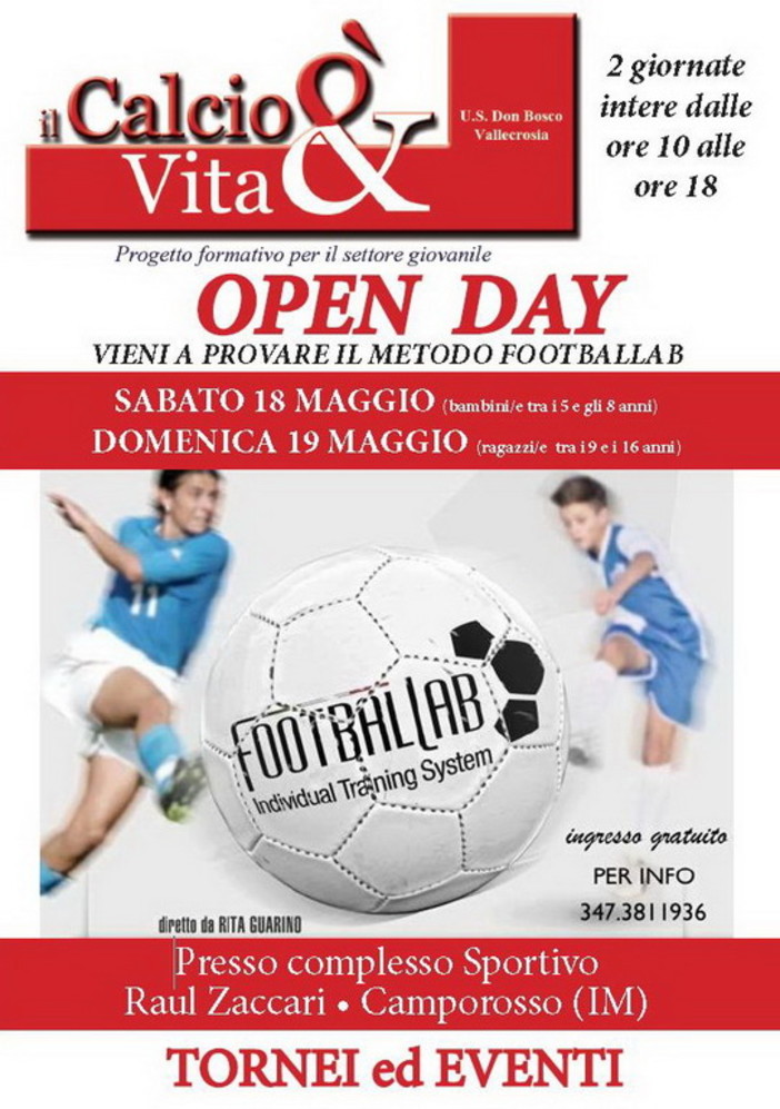 Camporosso: ulteriore modifica del programma, per l'appuntamento con Open Day 'FootbalLab'