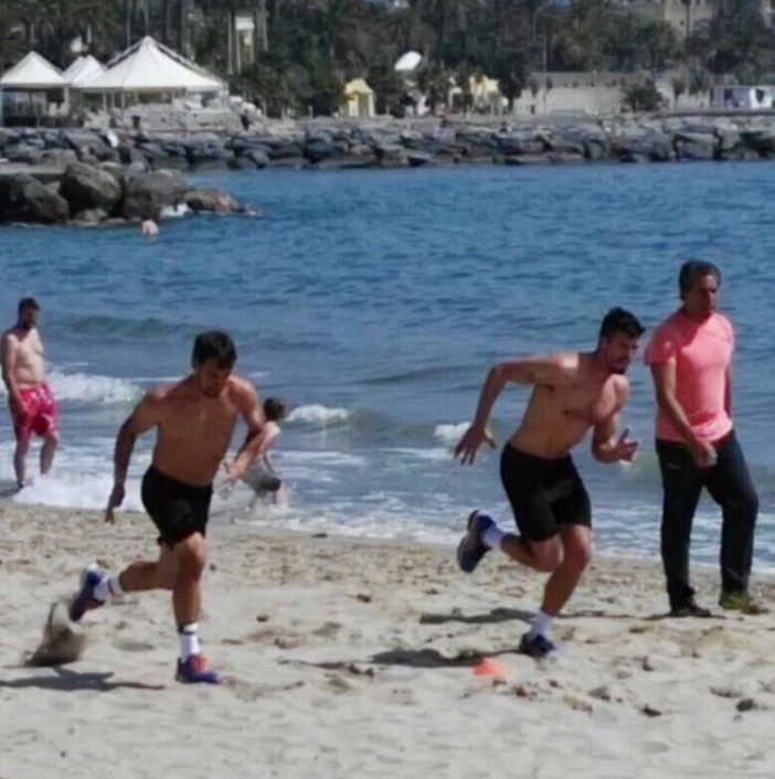 Sanremo: per Fabio Fognini allenamento in riva al mare al Lido Imperatrice (Foto)