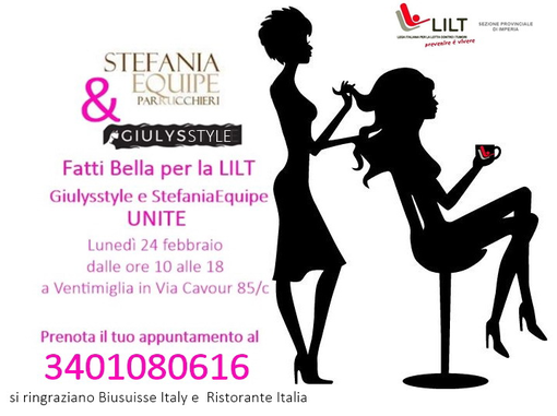 Ventimiglia: iniziativa di due coiffeur ventimigliesi, lunedì prossimo 'Fatti bella per la Lilt'