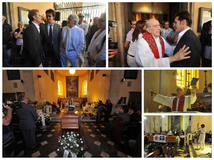 Genova: tanta gente all'ultimo saluto per Pepi Morgia, c'erano anche Baccini, Dori Ghezzi e Alberto Fortis