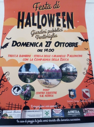 Ventimiglia: domenica prossima la Festa di Halloween ai giardini 'Tommaso Reggio'