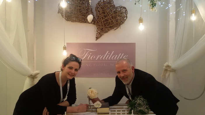 Lo stand di 'Fiordilatte' di Ventimiglia tra i più apprezzati al 'Salone degli Sposi', visitabile oggi e domani al Palafiori di Sanremo