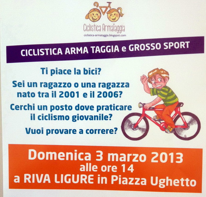 Ciclismo: domenica prossima una gimkana della Ciclistica Arma in piazza Ughetto a Riva Ligure
