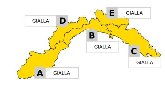 Maltempo: l'Arpal conferma allerta Gialla per piogge diffuse su tutta la Liguria fino alle 14.00 di domani