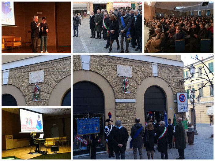 Imperia: deposizione di una corona in piazza Serra e raccoglimento con gli studenti all'Auditorium per il Giorno della Memoria "Morte all'indifferenza" (Foto e Video)