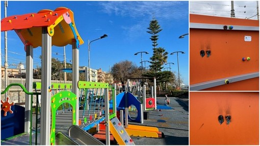 Bordighera, vandalizzati i nuovi giochi nei pressi del Trocadero. Ingenito: "Le telecamere hanno ripreso i responsabili" (Foto)