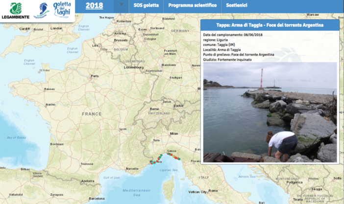 Taggia: Goletta Verde pronta a presentare un esposto per lo stato di inquinamento alla foce del torrente Argentina