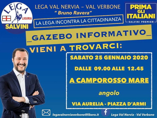 Camporosso: domani mattina in piazza D'Armi la Lega riprende l'attività sul territorio Camporosso: domani mattina in piazza D'Armi la Lega riprende l'attività sul territorio