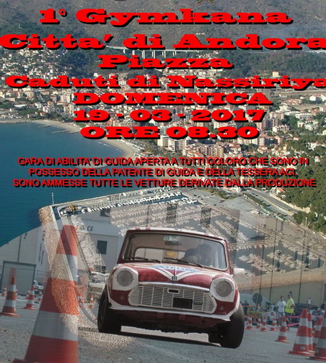 Automobilismo: domenica prossima ad Andora la prima ‘Gymkana’ automobilistica dell'Asd Ufficiali di Gara