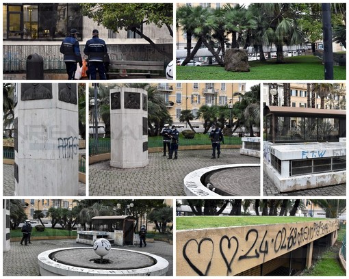 Sanremo: nuovo blitz della Municipale ieri ai giardini Medaglie d'Oro, ma l'area deve essere completamente 'ripensata' (Foto)