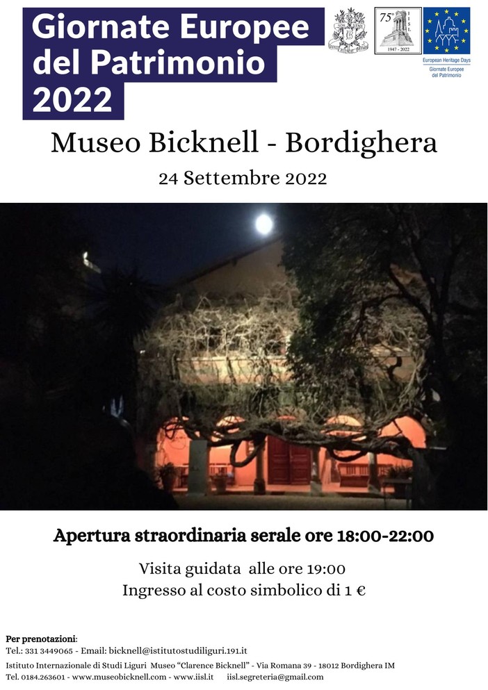 Bordighera: in occasione delle Giornate Europee del Patrimonio apertura straordinaria per il Museo Bicknell Bordighera: in occasione delle Giornate Europee del Patrimonio apertura straordinaria per il Museo Bicknell