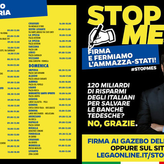 “Stop al MES”: sabato e domenica la raccolta firme della Lega in 50 piazze della Liguria