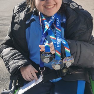 Sanremo, pioggia di medaglie per Giorgia Amodeo della Polisportiva IntegrAbili ai campionati italiani assoluti invernali di nuoto in vasca lunga (Foto)