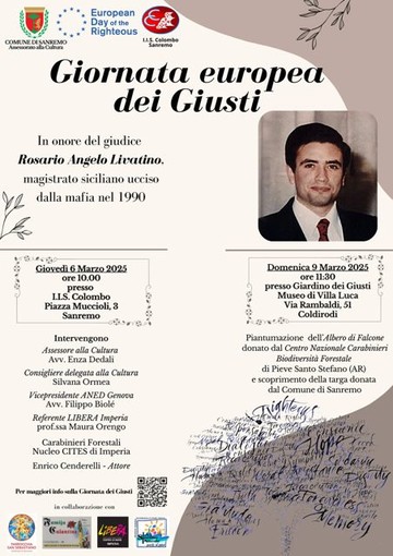 Sanremo celebra la “Giornata dei Giusti”: domani l’incontro all’istituto Colombo e domenica la cerimonia a Coldirodi Sanremo celebra la “Giornata dei Giusti”: domani l’incontro all’istituto Colombo e domenica la cerimonia a Coldirodi
