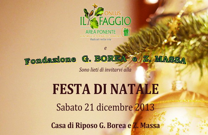 Sanremo: domani la 'Giornata degli Auguri' organizzata dalla Fondazione Borea e dalla Coop 'Il Faggio' Sanremo: domani la 'Giornata degli Auguri' organizzata dalla Fondazione Borea e dalla Coop 'Il Faggio'