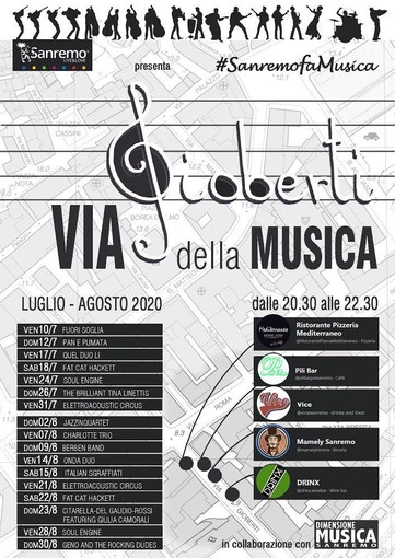 Sanremo: a luglio e agosto musica live in pieno centro con 'Via Gioberti della Musica'