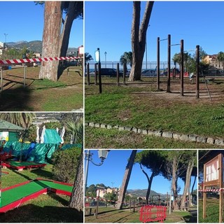 Ventimiglia, sistemata l'area fitness nei giardini pubblici: mercoledì verrà inaugurato il minigolf (Foto)