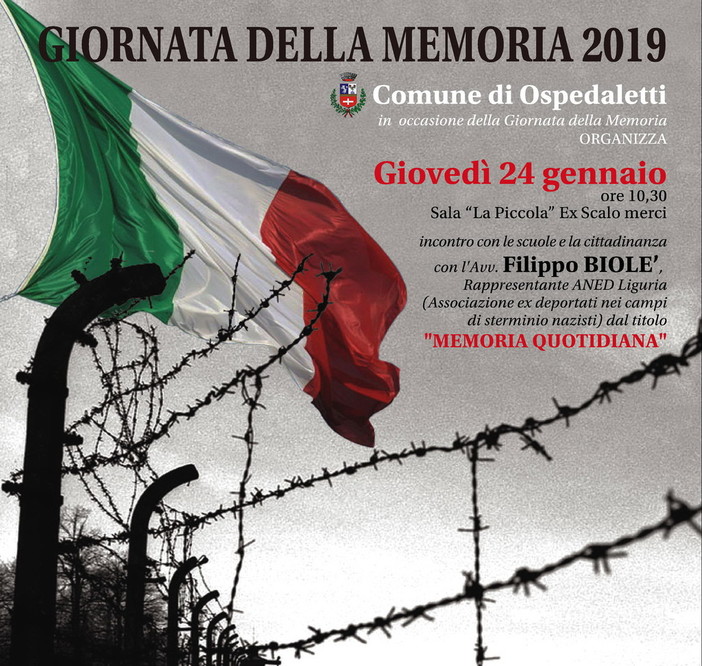 Ospedaletti: giovedì prossimo per la 'Giornata della Memoria' incontro con l'avvocato Biolè alla 'Piccola' Ospedaletti: giovedì prossimo per la 'Giornata della Memoria' incontro con l'avvocato Biolè alla 'Piccola'
