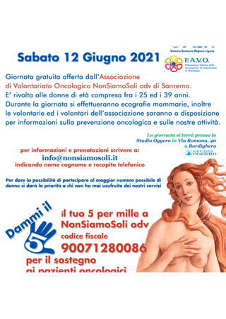 Bordighera: una giornata di educazione alla prevenzione senologica a favore delle giovani donne