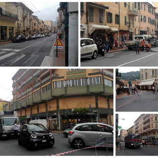 Ventimiglia: guasto ad una tubazione in via Cavour, strada chiusa e caos nel traffico (Foto)