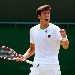 Gianluigi Quinzi vinitore ieri nel singolare Juniores a Wimbledon lo scorso anno perse a Sanremo Gianluigi Quinzi vinitore ieri nel singolare Juniores a Wimbledon lo scorso anno perse a Sanremo