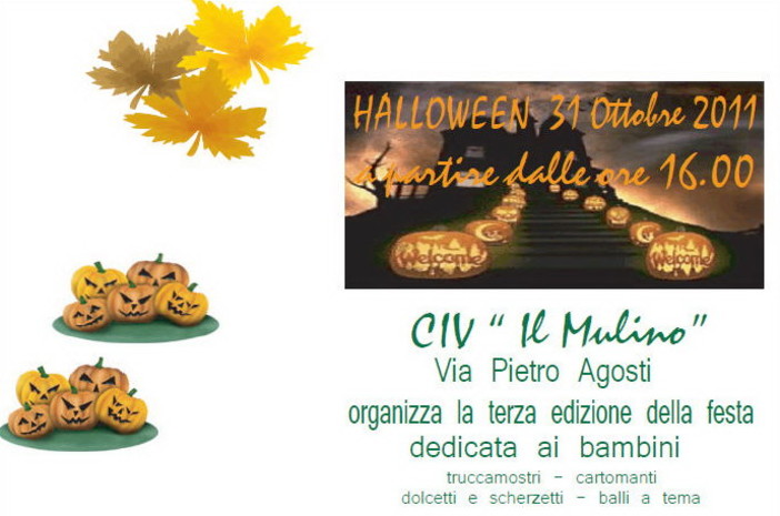 Sanremo: lunedì prossimo 3a edizione di 'Halloween' in via Pietro Agosti con il Civ 'Il Mulino'