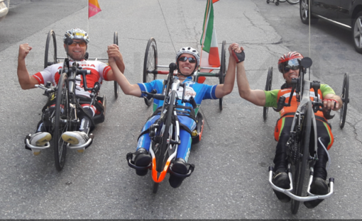 “The Tour of the King of the mountain” è passato nel Cuneese... in Handbike: protagonisti 2 campioni paralimpici austriaci e il ligure Paolo Francione (Foto)