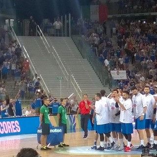 Nella foto di Marcello Boeri l'entrata in campo per il riscaldamento pre Italia-Croazia degli azzurri