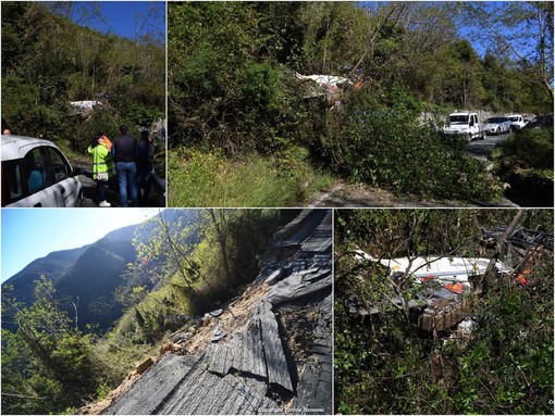 La scarificatrice è finita nel bosco sottostante (Foto Tonino Bonomo)