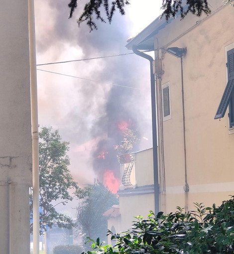 Camporosso: incendio di sterpaglie vicino alle case, intervento dei residenti e dei Vigili del Fuoco