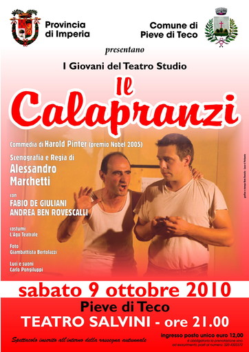 Pieve di Teco: 9 ottobre, al teatro Salvini arriva "il Calapranzi" Pieve di Teco: 9 ottobre, al teatro Salvini arriva "il Calapranzi"