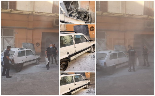 Ventimiglia: accende l'auto che prende fuoco, donna e figlia salvate dall'intervento della Polizia Locale (Foto)
