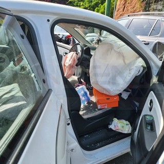 Ospedaletti: colpo di sonno e incidente stradale sull'Aurelia, tre feriti tra cui due bambini (Foto)