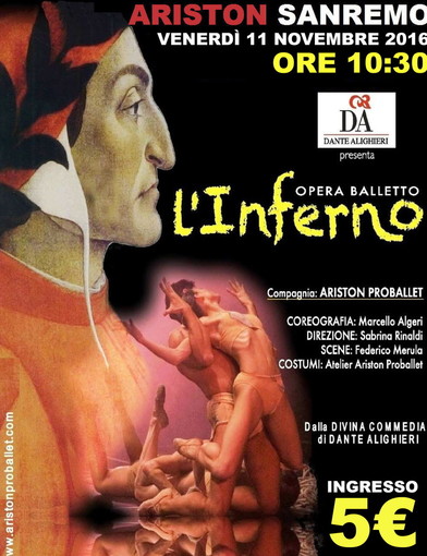 Sanremo: venerdì prossimo al Teatro Ariston lo spettacolo mattutino 'L'Inferno' con il ProBallet