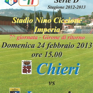Imperia: posticipo di mezz'ora, alle 15, per il match di domani tra Imperia e Chieri