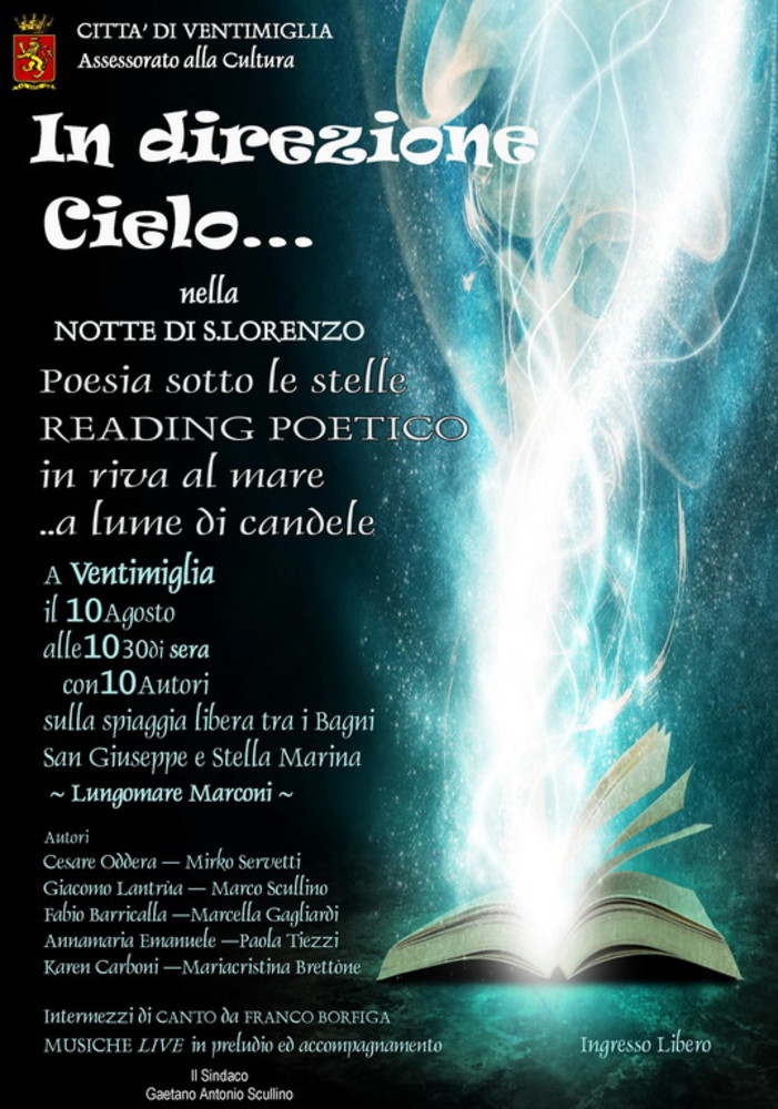 Ventimiglia: il 10 agosto dieci autori nella magia della 'Notte delle Stelle' Ventimiglia: il 10 agosto dieci autori nella magia della 'Notte delle Stelle'