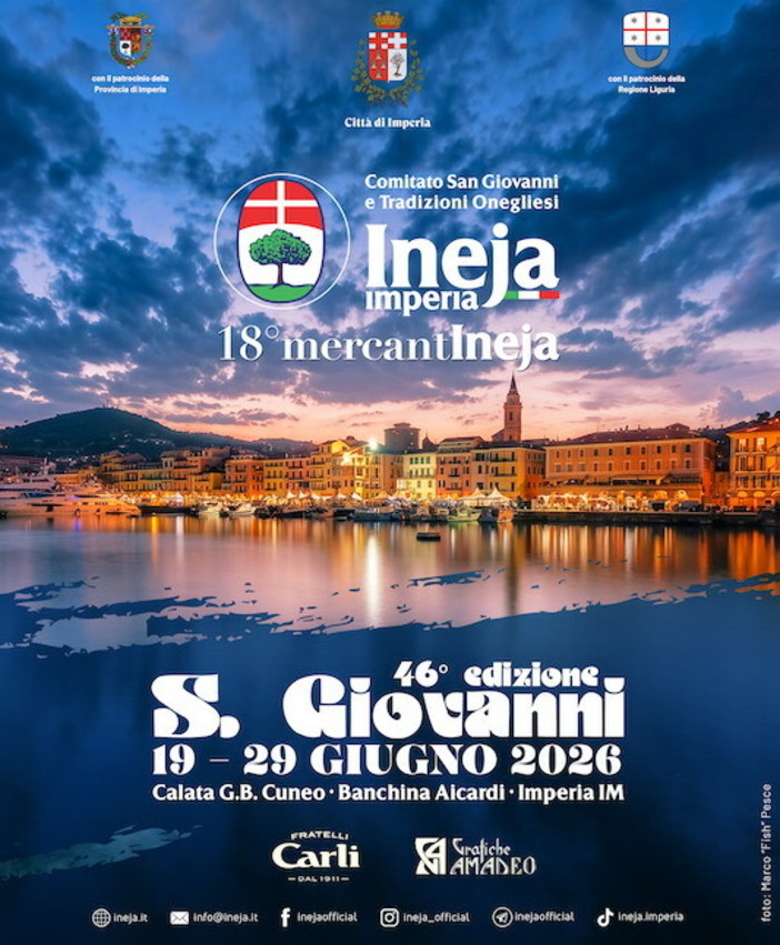 Imperia celebra San Giovanni: undici giorni di festa tra tradizione, sapori, spettacoli e MercantIneja Imperia celebra San Giovanni: undici giorni di festa tra tradizione, sapori, spettacoli e MercantIneja
