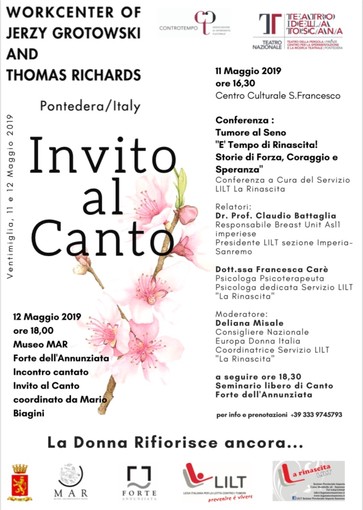 Ventimiglia: sabato e domenica prossimi, la ‘Donna Rifiorisce Ancora’ con ‘Invito al Canto’