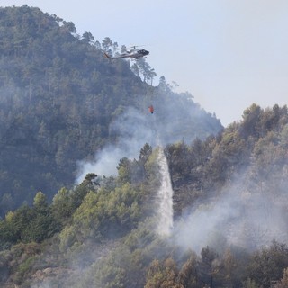 Incendio tra Ventimiglia e Dolceacqua: fiamme vicino alle case, mobilitati canadair ed elicotteri