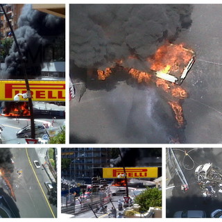 Domate le fiamme sul circuito di Monte-Carlo. Ma si contano i danni all'asfalto a - 2 giorni dal GP