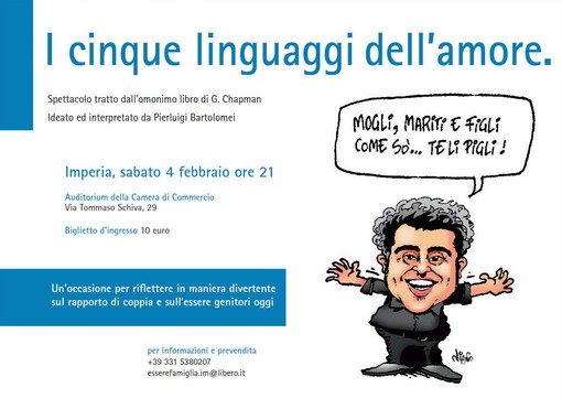 Imperia: sabato alla Camera di Commercio lo spettacolo teatrale 'I 5 linguaggi dell'amore' Imperia: sabato alla Camera di Commercio lo spettacolo teatrale 'I 5 linguaggi dell'amore'