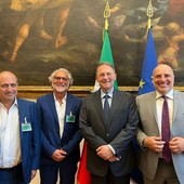 Da sinistra: Paolo Secondo, Roberto Ravera, il ministro Edmondo Cirielli e il senatore Gianni Berrino